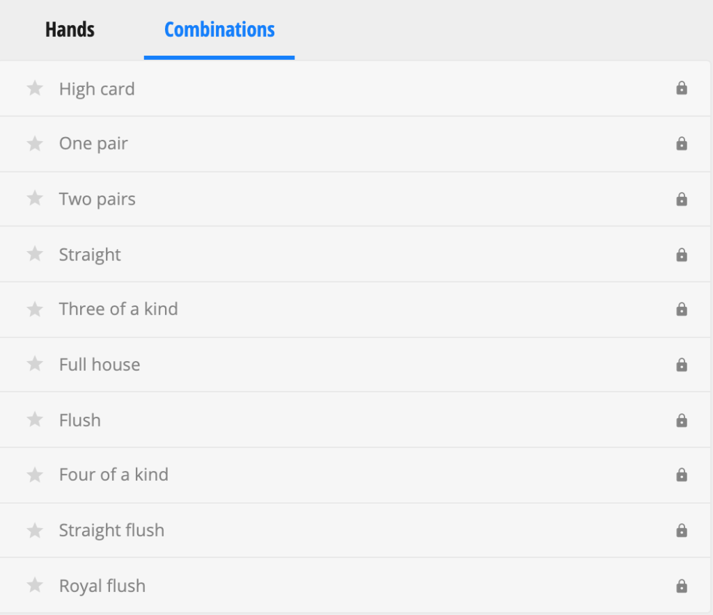 6+ Poker outcomes 