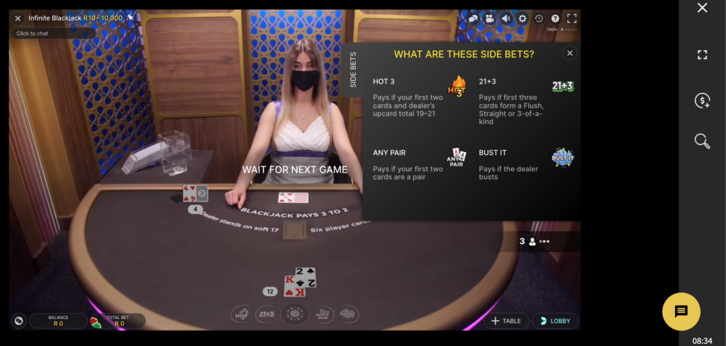 a live view of the live dealer poker table game available to players at palacebet 