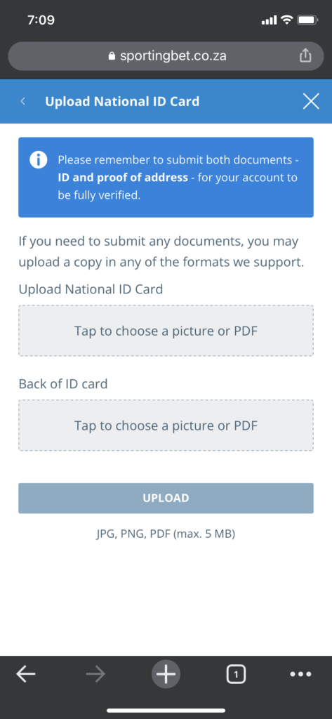 Sportingbet FICA verification process