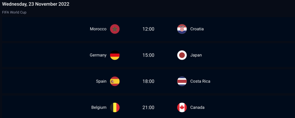FIFA World Cup 2022 Wednesday 23 November fixtures