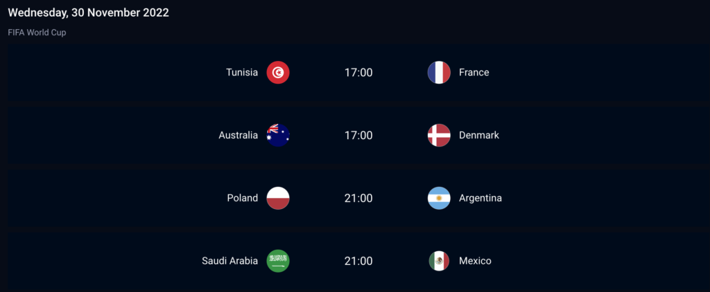 FIFA World Cup 2022 Saturday 30th November fixtures