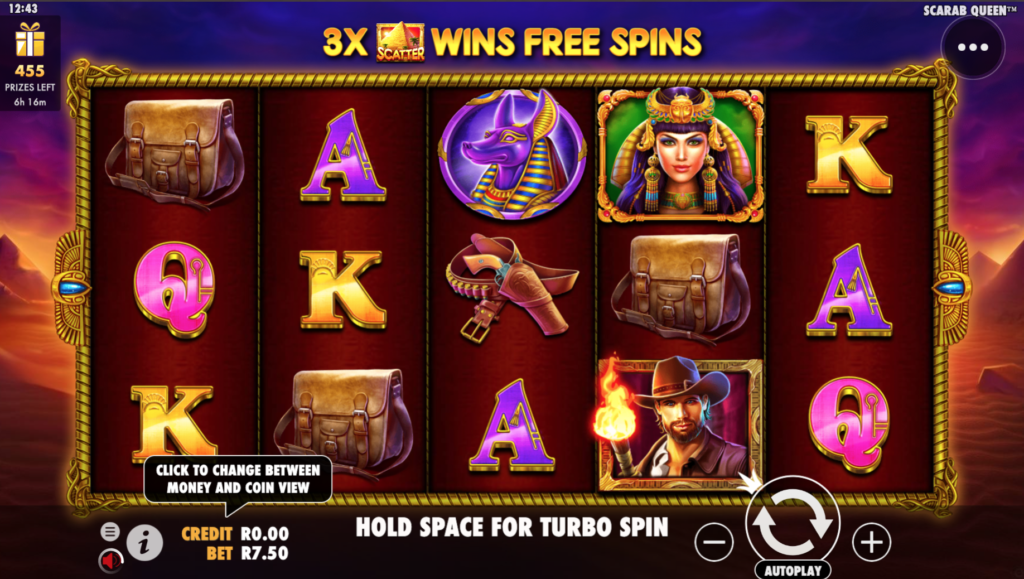 Scarab Queen online casino slot game available at 10bet 