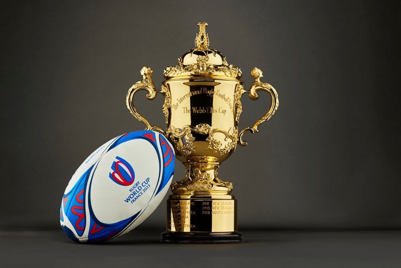 The rugby world cup 2023 Webb Ellis Cup trophy 