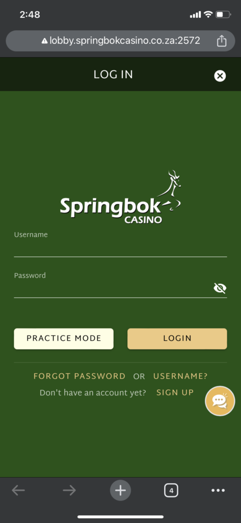 springbok casino login