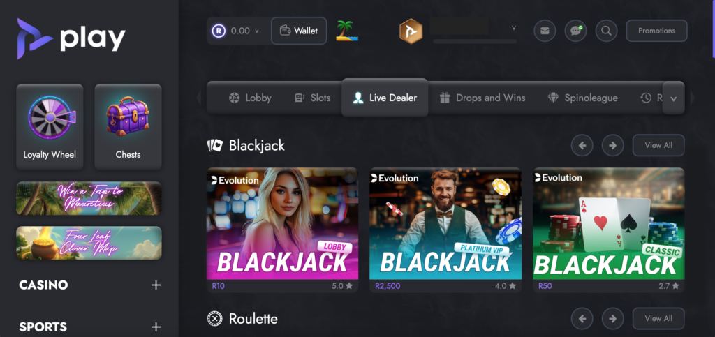 play.co.za live dealer games