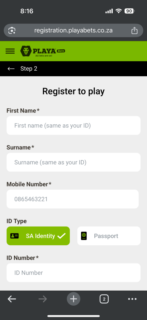 playabets sign up process