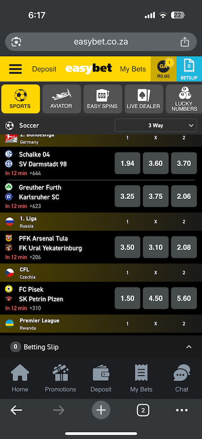 Easybet mobile cashier screenshot