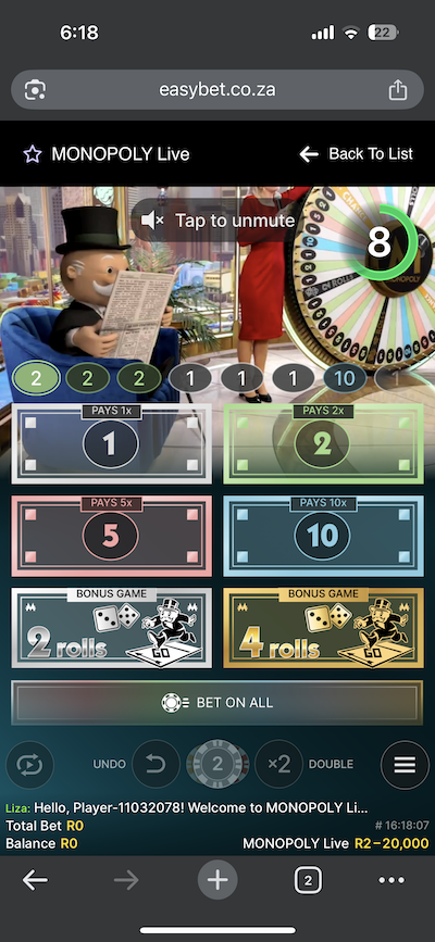 Easybet mobile betting markets screenshot