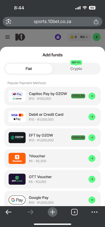 10bet deposit payment methods