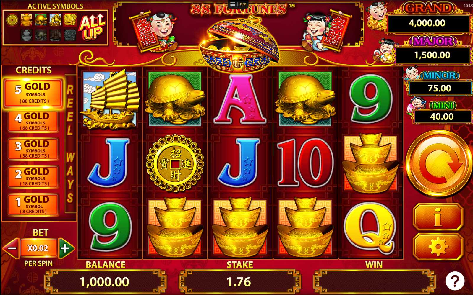 5 reel video slot game example