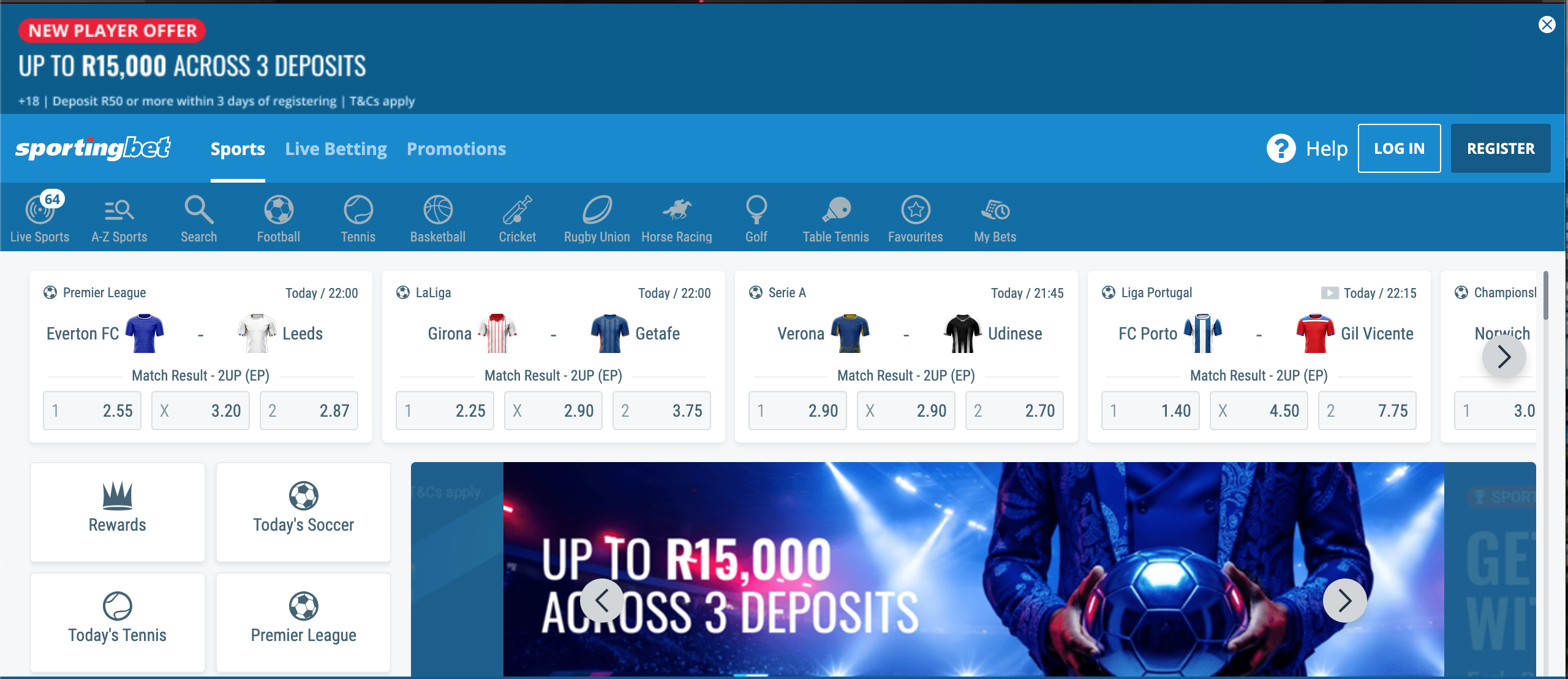 Sportingbet website screenshot