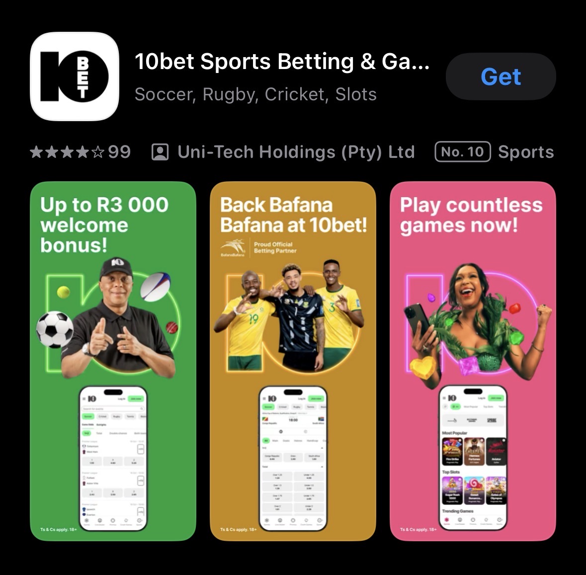 10bet mobile app preview screenshot