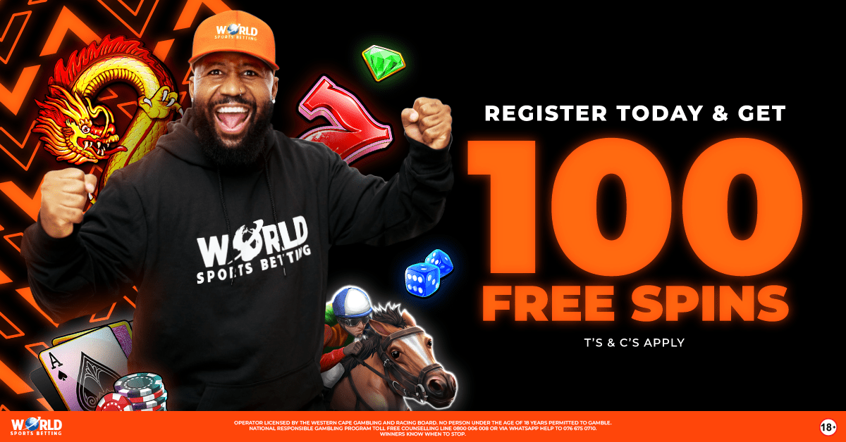 World Sports Betting 100 free spins welcome bonus South Africa