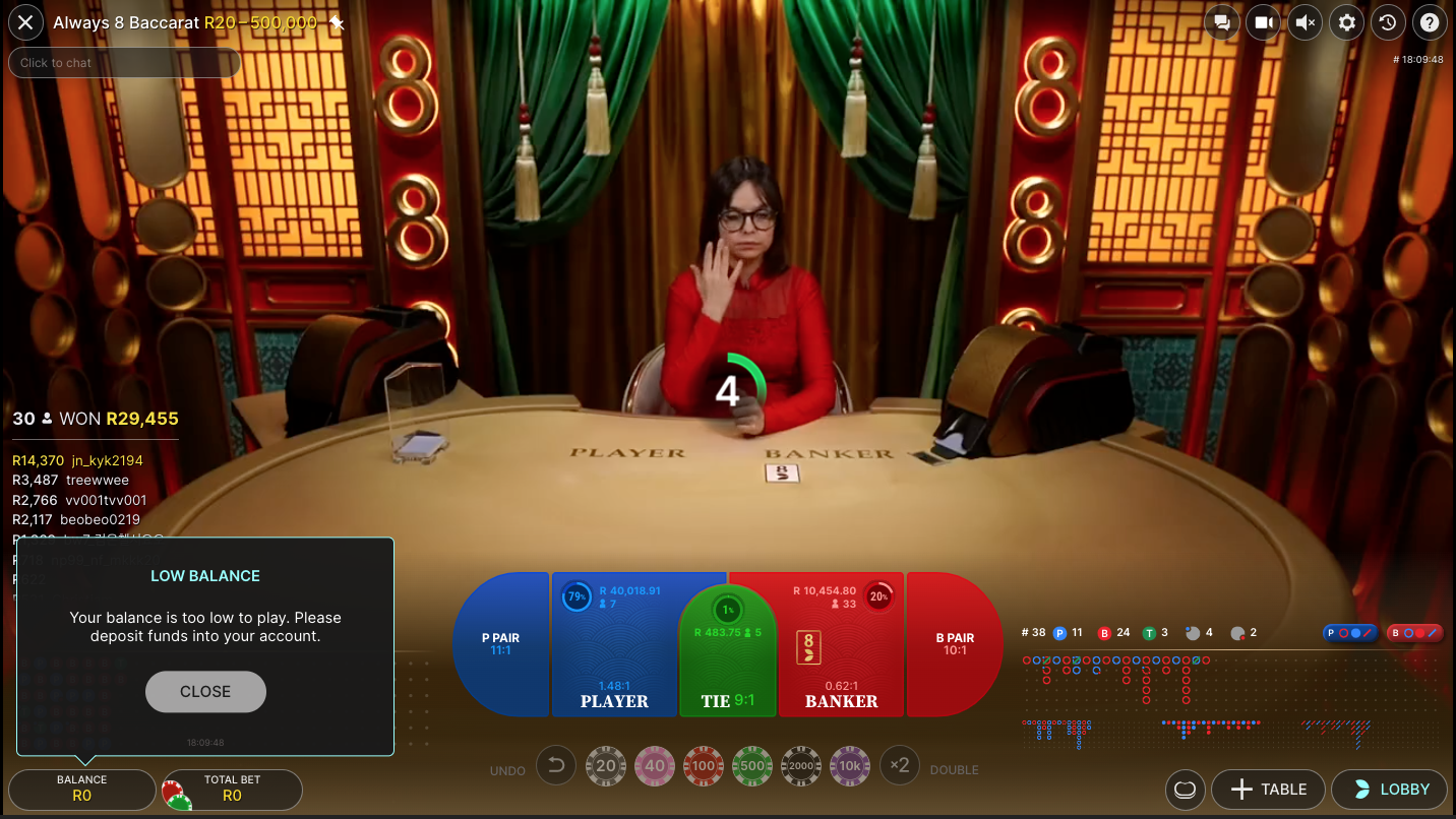 Live baccarat