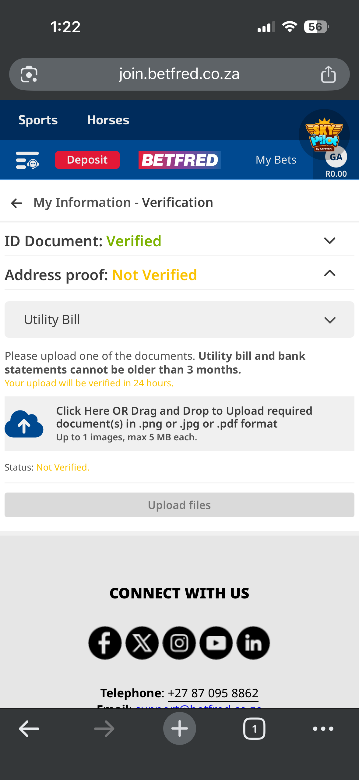 Betfred FICA document upload step