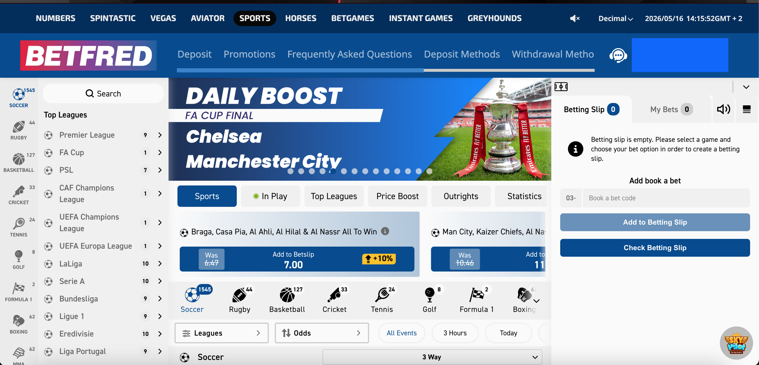 Betfred sports markets and betting categories